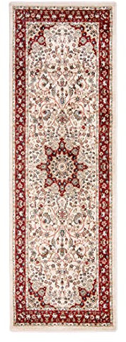 Carpeto Rugs Traditioneller Orientalischer Läufer Flur - Teppichläufer mit Blumen - Kurzflor - Weich Flurläufer für Wohnzimmer, Schlafzimmer - Teppiche - Ja - Rot