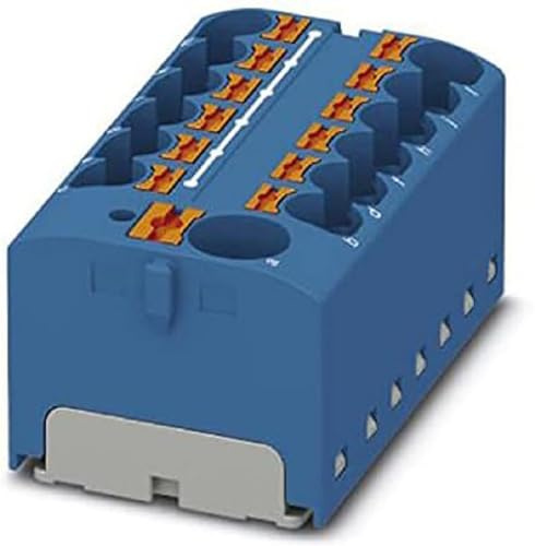 Phoenix Contact CONTACT PTFIX 10/12X4 BU Verteilerblock, 450 V, 32 A, Anzahl der Anschlüsse 13, Querschnitt 0,2 mm² - 6 mm², AWG 24 - 10, Breite 46,3 mm, Höhe 21,7 mm, Blau, 8 Stüc, 8 Stück