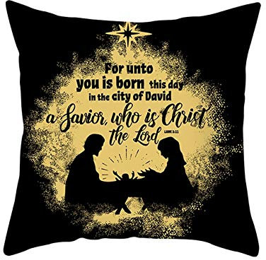 Banemi Kissenbezug 40X40 Vintage, Kissenbezug Sofa Weihnachten Familienbibelsatz Gedruckt Polyester Weihnachtsdekoration Schlafzimmer