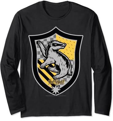 Harry Potter Hufflepuff Crest Flat Maglia a Manica