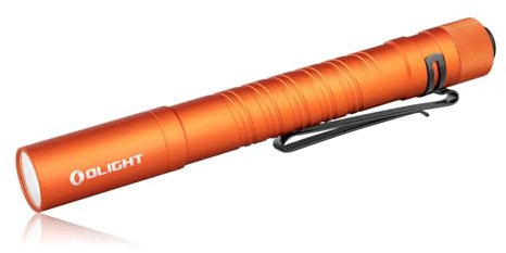 OLIGHT I5T Plus LED Taschenlampe Superhelle Kleine EDC Stiftlampe 2xAA Batterie mit Endkappenschalter, 550 Lumen IPX8 und 1,5m Falltest, Robuste Handlampe für Outdoor Camping (Orange Kalt Weiß)