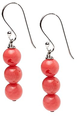 Handgemachte Frauen natürlichen Edelstein 8Mm dreifach Perlen und Sterling Silber baumeln Tropfen Ohrringe | Geschenkideen für Frauen, Mädchen