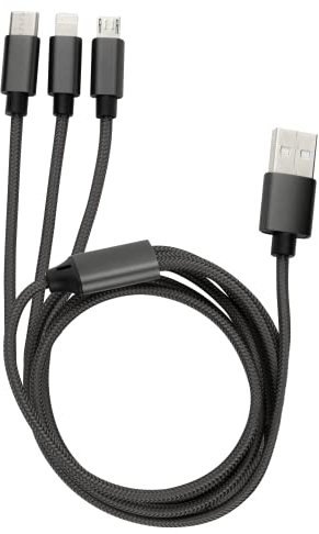 REV – Multi USB Kabel von USB A auf USB-C, Micro-USB & Lightning – Universal Ladekabel – Schnellladekabel 100cm Länge, 5V DC, 2,4A