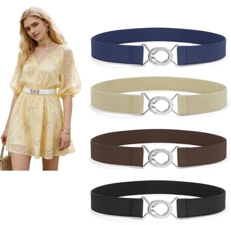 LEACOOLKEY Elastische Gürtel Schmal Damen Männer Stretchgürtel Skinny Taille Gürtel dünnen Gürtel für Kleid Jeans