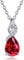 FANCIME 14 Karat 585 Weiß Gold Tropfen Anhänger mit 925 Silber Kette Edelstein Halskette Rubin echt 0.28ct Diamant Geschenk Schmuck für Damen