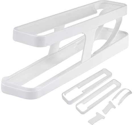 Eierhalter für Kühlschrank, schmales Eieraufbewahrungsregal, Kühlschrank, 2 Etagen, rollbar für bis zu 14 Eier, platzsparender Eierhalter für Kühlschrank, Arbeitsplatte, automatisches Gestell, rollt