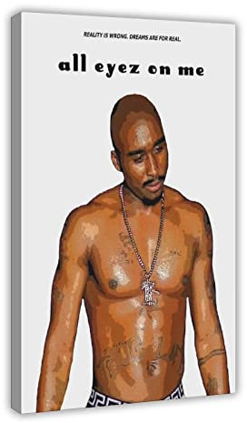KOURT All Eyez on Me Poster Klassische Filme Leinwand Poster Wandkunst Dekor Druck Bild Gemälde für Wohnzimmer Schlafzimmer Dekoration Rahmen: 60 x 90 cm