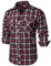 PARKLEES Herren Freizeithemden Regular Fit Button Down Check Kariert Flanellhemden mit Taschen PZLCL41 Marine Rot XL