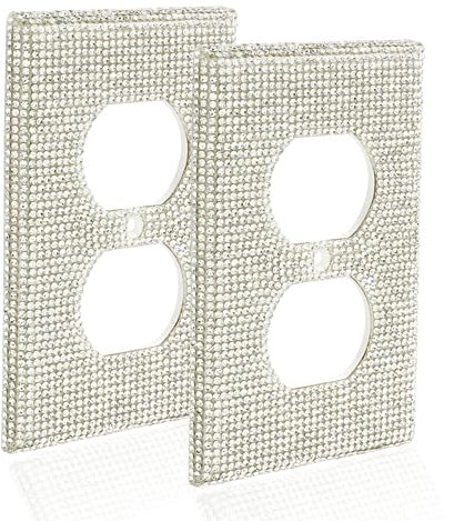 Hitefu 2PCS Bling Lichtschalter-Abdeckung Diamant Steckdose Abdeckungen, Strass Wandplatte Kristall Outlet Abdeckungen, Dekorative Wandsteckdose Abdeckung für Badezimmer Küche
