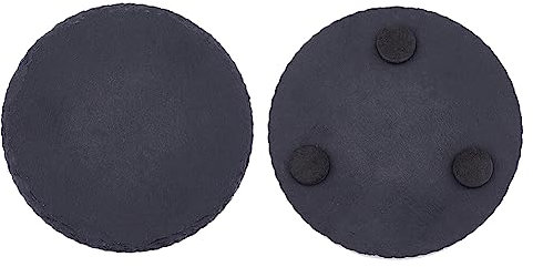 SUPERFINDINGS 2 pièces Rond Ardoise Dalles Tasse Tapis en Vrac Ardoise Pierre Tasse Caboteur Pierre Noire Boissons sous Verres pour Boissons Tasses Bar Cuisine Décoration de Maison