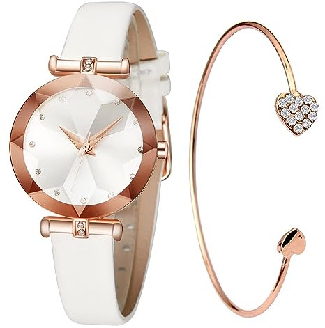 CIVO Damen Uhr Analog Quarz Wasserdicht: Minimalistisch Lederarmband Mode Kreative Weiß