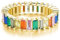 18K Funkelnder Rainbow Baguette Ring aus 925 Sterling Silber mit Bunten Regenbogen Steinen - Damen Ringe Eternity Ewigkeit Schmuck in Juwelierqualität (Gold, 58)