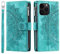 VEEMOS Wallet Case for iPhone 14 Pro Flower Flip Case Protective Leather Folio Book Phone Cover with Card Slots Kickstand Zipper Pocket - Green