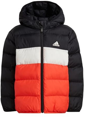 adidas Unisex Kinder SYNTHETIC DOWN JACKET, Black/Grey One/Bright Red, 4-5 Years