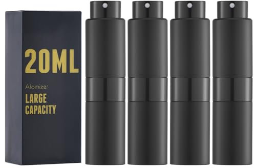 owlyee Atomizador de perfume de 20 ml, botella de spray de colonia de viaje, mini dispensador de pulverizador vacío (negro, 4 piezas)