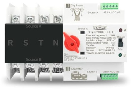 Leitungsschutzschalter 3-Phasen-Din-Schiene ATS Dual Power Automatischer Transferschalter Elektrische Wahlschalter Unterbrechungsfreie Stromversorgung 4P 63A 100A 125A Sicherungsautomat (Color : 100A