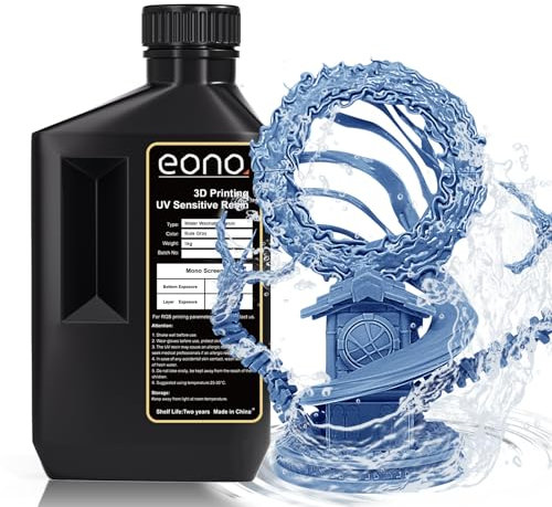 Eono Wasserwaschbares 3D Drucker Resin 3D Druck Resin UV 405nm Rapid Photopolymer Resin Water Washable Resin für LCD 3D Druck, Blau Grau 1000g