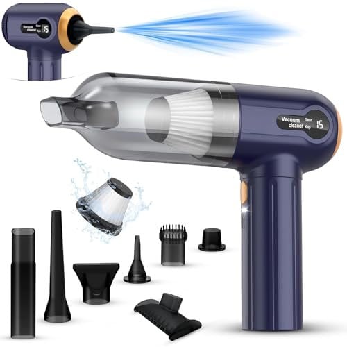 AKOFIC Aspirapolvere Auto, 15000PA Aspirabriciole Senza Fili, Mini Aspirapolvere Portatile con Display LED, Ricaricabile Aspirapolvere Piccolo per Auto Casa Peli di Animali Domestici