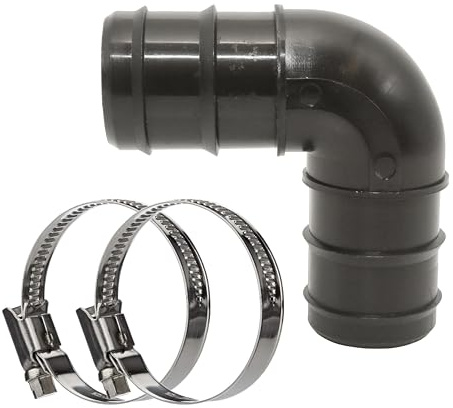 HAF 1x Schlauchverbinder Winkel 90° mit 38mm | 2 x Schlauchtülle | Verbinder inkl. 2 Edelstahlschellen | Adapter aus schwarzem Polypropylen | PN2,5 für Poolfittings, Poolschlauch & Filteranlage