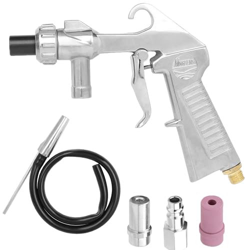TOOSOAR Pistola Sabbiatrice per Compressore, con Tubo in Gomma (1M),un Ugello in Ceramica,un Ugello in Metallo, un Nipplo di Connessione all'Aria