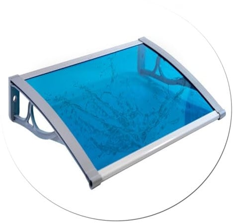Pultvordach,Blaue moderne Polycarbonat-Abdeckung, Eingangsmarkise,selbstreinigende Polycarbonat-Abdeckung, Markisenüberdachung for Terrasse, mit gebogenen Halterungen ( Size : 120x350cm/47x138in )