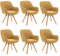 MEUBLE COSY Esszimmerstühle Drehbar 6er Set Küchenstuhl Polsterstuhl Drehstuhl mit Armlehne Sessel Schminkstuhl aus Stoff Massivholzbeine für Esszimmer Wohnzimmer Arbeitszimmer, Gelb
