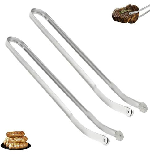 Lot De 2 Pinces à Retourner Les Saucisses Pour Barbecue, Pince Barbecue Longue, Pince Cuisine Inox, Pince A Barbecue A Roulette, Pince à Grillade, Pince Alimentaire, Accessoires De Gril