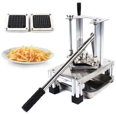 EurHomePlus Potato Cutter Manual Chip Cutter Stainless Steel French Fries Press Machine Stainless Steel Vegetable Cutter with 3 Cutters
