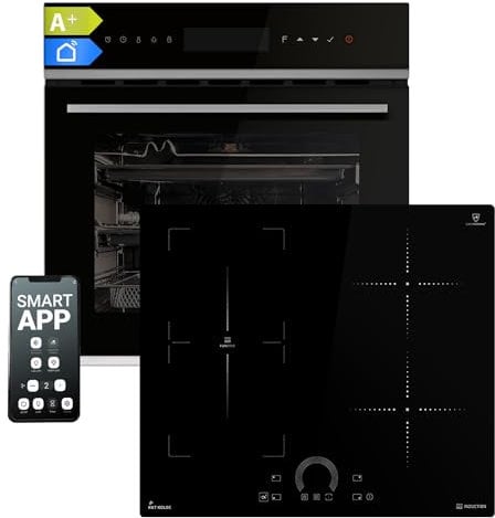 KKT KOLBE | Autarkes Herdset | 60cm Einbaubackofen EB8317HC | 60cm Induktionskochfeld IH85901FZ | Drehspieß | Pizzafunktion | Grill | Umluft | Heißluft | Timer | Air Fry Gitterrost | SET8317HCIH592FZ
