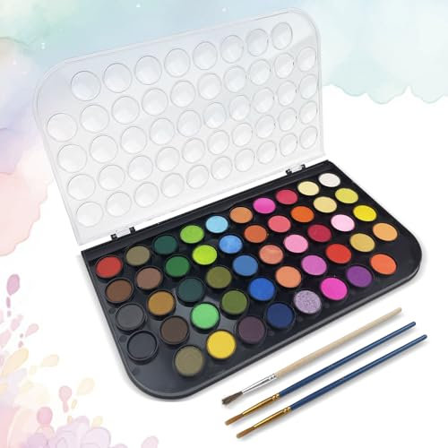 Maxentico Peinture Enfant, Kit Aquarelle Enfant Adulte Debutant, Voyage Watercolor Paint Coffret Aquarellum, Buildable Finition Palette de Mixt D'Art Set 48 Couleurs Dans une Boîte Portable