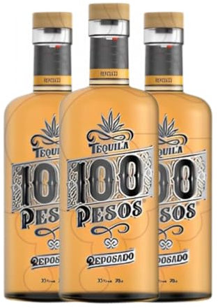 Tequila 100 Pesos Reposado 70 cl (Caja de 3 Botellas de 70 cl)
