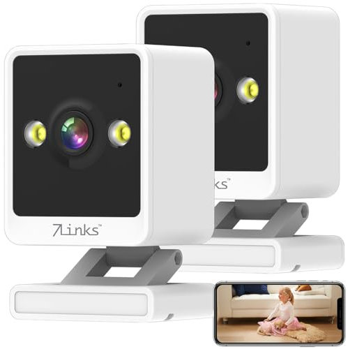 7links Netzwerk Kamera: 2er-Set Mini-IP-Kamera, 2K, farbige & IR-Nachtsicht, microSD-Slot (Alarmanlage, Mini-Überwachungs WLAN, Funk Bewegungsmelder)