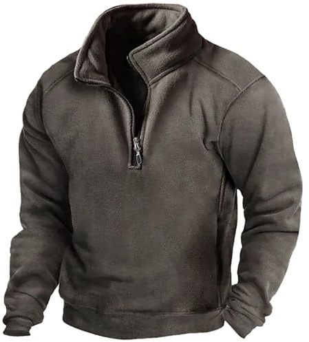 Cexiakong Sweatshirts Für Herren Fleece Pullover mit 1/4 Zip Sweatshirt Fleecepullover Thermopullover Arbeitspullover Jagd Langarm Funktionsshirt Winterpullover Ohne Kapuze Winter Wollpullover