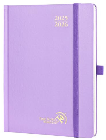 POPRUN Kalender 2025 2026 Buchkalender Hardcover, ca. A5 (22 x 16,5 cm), 17-Monate-Terminplaner (Aug.2025-Dez.2026), Wochenplaner 1 Woche 2 Seite mit Zertifiziertem Papier - Violett