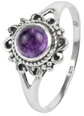mantraroma Silberring Damen 925 Sterling Silber – runder Edelstein Ring, Vintage Statement Ring Schmuck, elegantes Geschenk für Frauen