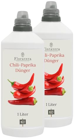 Floravera Premium Chili-Paprika Bio-Flüssigdünger 1 Liter Dünger Paprikadünger Chilidünger (2 Liter (1 Liter Doppelpack))