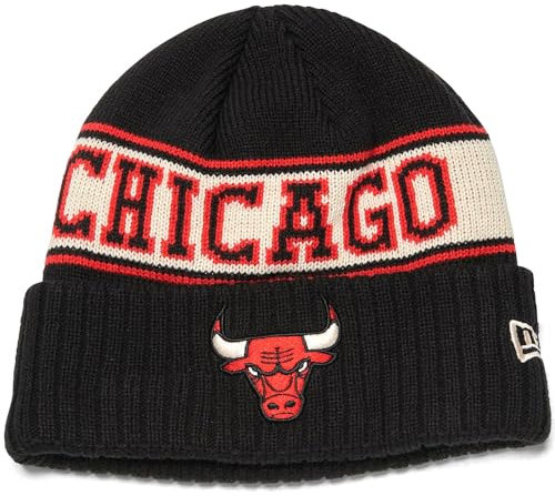 New Era Chicago Bulls Retro Cuff Knit Vintage Beanie Hat Schwarz, Schwarz, Einheitsgröße
