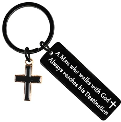 Ghloyza Christian Keyring Gift for Men Bible Verse Religious Keyring for Men Baptism Easter Birthday Gifts for Dad Son Husband