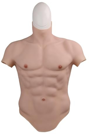 QIAOYIQIAO Silicone Muscle Suit Realistic Male Chest Upper Body Six Pack Costume Fake Chest Muscles for Cosplay Crossdresser Halloween Props