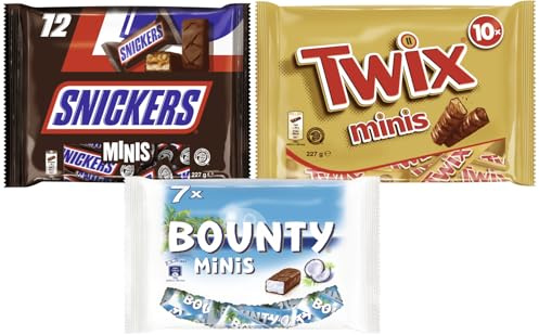Schokoriegel Minis Mix 681g – Snickers, Twix & Bounty – je 227g, 3er Set