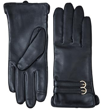 Lakeland Leather Twin Buckle Women’s Leather Gloves – Real Leather, Fleece-Lined Winter Gloves