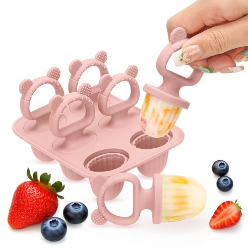 CLDY Silicone Ice Lolly Mould for Baby, 6X 17ml Mini Baby Popsicle Mould | With Teething Sticks for Kids Little Hands, Toddler Breastmilk Ice Lolly Mould for Teething, BPA Free, Safe Toddler Design