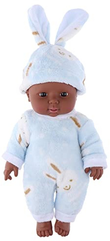 KiBcsLic 12 Zoll Puppe mit Kleidung, Neugeborenes, Schwarze Hautfarbe