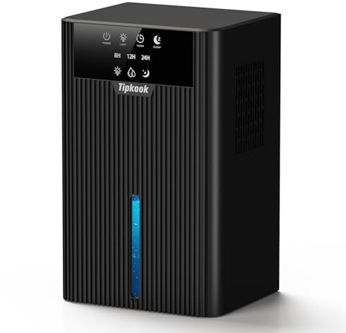 Tipkook 2400 ML Dehumidifier, Dehumidifiers for Bedroom with 24H Timer, 3 Modes, High Efficiency & Energy Saving, 10-Colors Lights, Ultra-Quiet Dehumidifier for Drying Clothes, Home, Bathroom(Black)