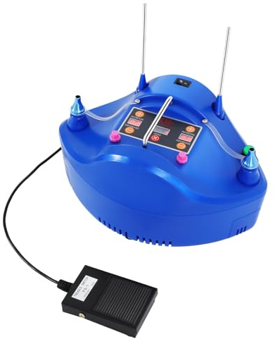awolsrgiop Bomba de globo eléctrica de 1200 W con boquilla doble, inflador con ajuste de tiempo y pedal de pie, bomba de globo de 220-240 V para fiestas, bodas, fiestas de cumpleaños