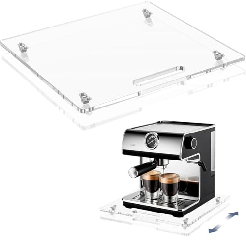 Plateau Coulissant pour Machine à Café,Glissière Acrylique pour Machine à Café avec Roues en Caoutchouc,Plateau Roulant 36x33 cm pour Déplacement Station Brassage Utilitaire -