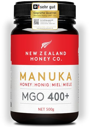 Miel de Manuka MGO 400+, analizada en laboratorio, cruda y activa, 500g | Alto grado de actividad, ≥400 mg/kg de metilglioxal garantizados, certificada y analizada en laboratorio, cruda y activa