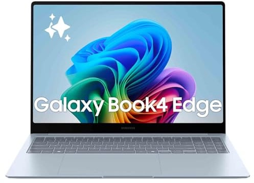 Samsung Galaxy Book4 Edge Ordinateur Portable avec IA 16’’, Copilot+ PC, Snapdragon X Elite X1E-84-100, Mémoire 16 Go, Stockage 1 To, Gris Glacier