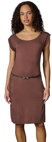 Ragwear Damen Kurzarm Sommerkleid kurzes Minikleid mit schmalem Taillen-Gürtel und Taschen Tagg YOUMODO Dark Choco26 Gr. S