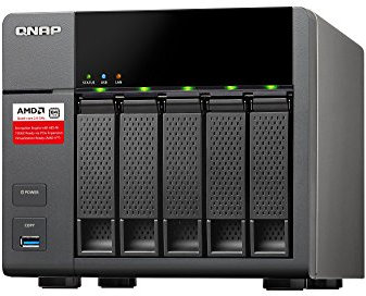QNAP 563 – 2 G 2.0 GHz Quadcore 2 GB RAM 5 1-Bay NAS Server Bundle con WD Red dischi rigidi, Incasso e pronti all' uso nero nero (5x10TB WD Red)